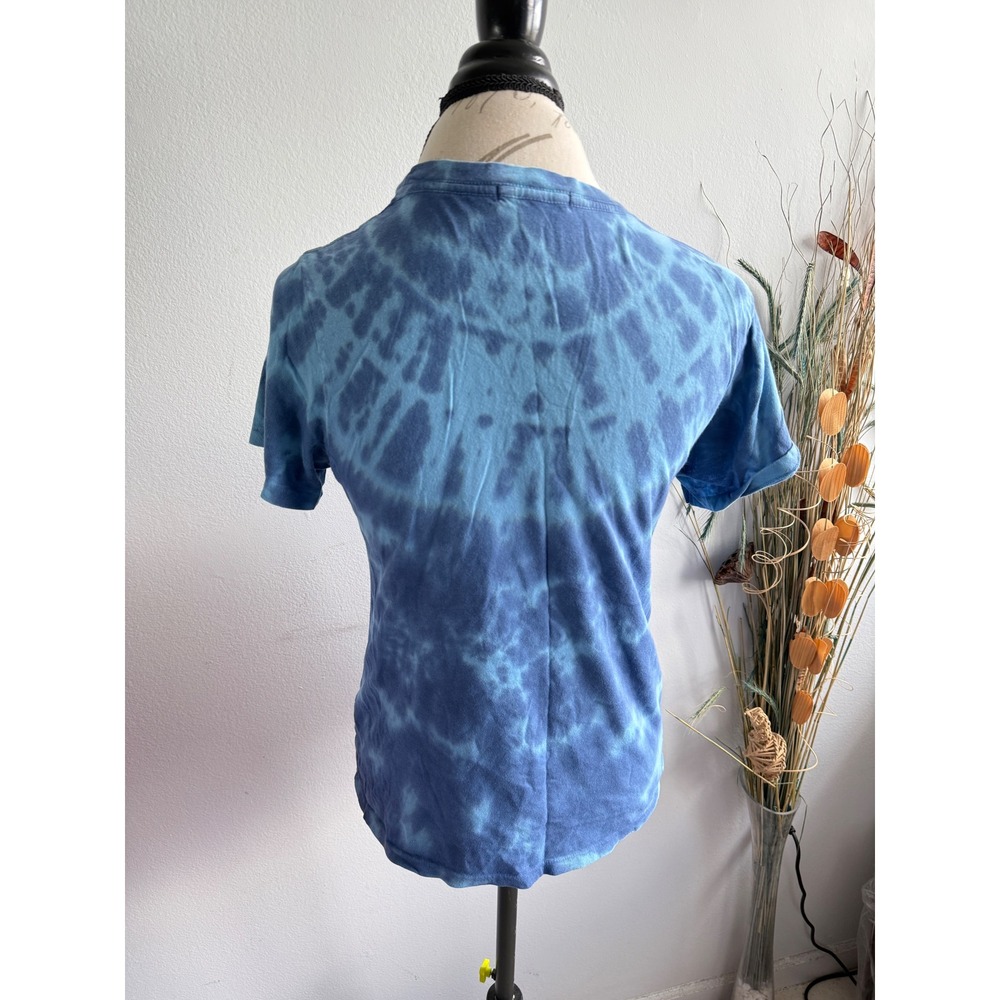 Agolde Mariam Tee Blue Tie Dye Organic Cotton Short Sleeve T-Shirt A7047B Small